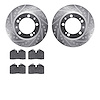 7602-02012 Drilled/Slotted Brake Rotors w/5000 Euro Ceramic Brake Pads Kit [Silver], 1989-1997 Porsche, Position: Front - image 1