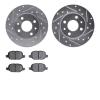 7602-07000 Drilled/Slotted Brake Rotors w/5000 Euro Ceramic Brake Pads Kit [Silver], 2009-2019 Mopar, Position: Rear - image 1