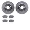 7602-11001 Drilled/Slotted Brake Rotors w/5000 Euro Ceramic Brake Pads Kit [Silver], 1994-2004 Land Rover, Position: Rear - image 1