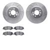 7602-11008 Drilled/Slotted Brake Rotors w/5000 Euro Ceramic Brake Pads Kit [Silver], 2010-2017 Land Rover, Position: Front - image 1