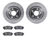 7602-13000 Drilled/Slotted Brake Rotors w/5000 Euro Ceramic Brake Pads Kit [Silver], 2003-2008 GM, Position: Rear - image 1