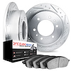 7602-16003 Drilled/Slotted Brake Rotors w/5000 Euro Ceramic Brake Pads Kit [Silver], 1981-1986 Alfa Romeo, Position: Rear - image 1