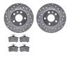 7602-16006 Drilled/Slotted Brake Rotors w/5000 Euro Ceramic Brake Pads Kit [Silver], 1991-1995 Alfa Romeo, Position: Rear - image 1
