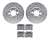 7602-20000 Drilled/Slotted Brake Rotors w/5000 Euro Ceramic Brake Pads Kit [Silver], 1968-1987 Jaguar, Position: Rear - image 1