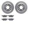 7602-20004 Drilled/Slotted Brake Rotors w/5000 Euro Ceramic Brake Pads Kit [Silver], 1990-1995 Jaguar, Position: Rear - image 1