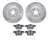 7602-20017 Drilled/Slotted Brake Rotors w/5000 Euro Ceramic Brake Pads Kit [Silver], 2006-2019 Jaguar, Position: Front - image 1