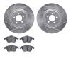 7602-20018 Drilled/Slotted Brake Rotors w/5000 Euro Ceramic Brake Pads Kit [Silver], 2013-2015 Jaguar, Position: Front - image 1