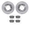 7602-27027 Drilled/Slotted Brake Rotors w/5000 Euro Ceramic Brake Pads Kit [Silver], 2000-2004 Multiple Makes/Models, Position: 