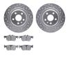 7602-27050 Drilled/Slotted Brake Rotors w/5000 Euro Ceramic Brake Pads Kit [Silver], 2018-2020 Volvo, Position: Rear - image 1