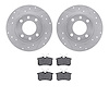 7602-28000 Drilled/Slotted Brake Rotors w/5000 Euro Ceramic Brake Pads Kit [Silver], 1989-1991 Peugeot, Position: Rear - image 1