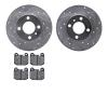 7602-31006 Drilled/Slotted Brake Rotors w/5000 Euro Ceramic Brake Pads Kit [Silver], 1977-1983 BMW, Position: Front - image 1