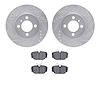 7602-31016 Drilled/Slotted Brake Rotors w/5000 Euro Ceramic Brake Pads Kit [Silver], 1984-1991 BMW, Position: Front - image 1
