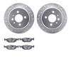 7602-31017 Drilled/Slotted Brake Rotors w/5000 Euro Ceramic Brake Pads Kit [Silver], 1984-1991 BMW, Position: Rear - image 1