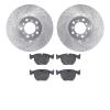7602-31050 Drilled/Slotted Brake Rotors w/5000 Euro Ceramic Brake Pads Kit [Silver], 2000-2003 BMW, Position: Front - image 1