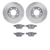 7602-31061 Drilled/Slotted Brake Rotors w/5000 Euro Ceramic Brake Pads Kit [Silver], 2006-2007 BMW, Position: Front - image 1