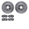 7602-46011 Drilled/Slotted Brake Rotors w/5000 Euro Ceramic Brake Pads Kit [Silver], 2011-2017 GM, Position: Front - image 1
