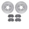 7602-47003 Drilled/Slotted Brake Rotors w/5000 Euro Ceramic Brake Pads Kit [Silver], 2004-2008 GM, Position: Front - image 1