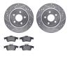 7602-47007 Drilled/Slotted Brake Rotors w/5000 Euro Ceramic Brake Pads Kit [Silver], 2008-2010 GM, Position: Rear - image 1