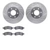 7602-47012 Drilled/Slotted Brake Rotors w/5000 Euro Ceramic Brake Pads Kit [Silver], 2006-2009 GM, Position: Front - image 1