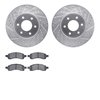 7602-47012 Drilled/Slotted Brake Rotors w/5000 Euro Ceramic Brake Pads Kit [Silver], 2006-2009 GM, Position: Front - image 2