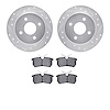 7602-54007 Drilled/Slotted Brake Rotors w/5000 Euro Ceramic Brake Pads Kit [Silver], 2001-2019 Ford/Lincoln/Mercury/Mazda, Posit - image 1