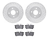 7602-54009 Drilled/Slotted Brake Rotors w/5000 Euro Ceramic Brake Pads Kit [Silver], 2002-2004 Ford/Lincoln/Mercury/Mazda, Posit - image 1
