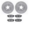 7602-54014 Drilled/Slotted Brake Rotors w/5000 Euro Ceramic Brake Pads Kit [Silver], 2012-2014 Ford/Lincoln/Mercury/Mazda, Posit - image 1