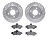 7602-56001 Drilled/Slotted Brake Rotors w/5000 Euro Ceramic Brake Pads Kit [Silver], 1995-2000 Ford/Lincoln/Mercury/Mazda, Posit - image 1