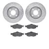 7602-56002 Drilled/Slotted Brake Rotors w/5000 Euro Ceramic Brake Pads Kit [Silver], 1998-2002 Ford/Lincoln/Mercury/Mazda, Posit - image 1