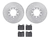 7602-63005 Drilled/Slotted Brake Rotors w/5000 Euro Ceramic Brake Pads Kit [Silver], 1968-1976 Mercedes-Benz, Position: Front - image 1