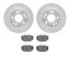 7602-63012 Drilled/Slotted Brake Rotors w/5000 Euro Ceramic Brake Pads Kit [Silver], 1984-1989 Mercedes-Benz, Position: Front - image 1