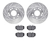 7602-63013 Drilled/Slotted Brake Rotors w/5000 Euro Ceramic Brake Pads Kit [Silver], 1987-1993 Mercedes-Benz, Position: Front - image 1