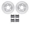 7602-63017 Drilled/Slotted Brake Rotors w/5000 Euro Ceramic Brake Pads Kit [Silver], 1984-1995 Mercedes-Benz, Position: Rear - image 1