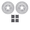 7602-63026 Drilled/Slotted Brake Rotors w/5000 Euro Ceramic Brake Pads Kit [Silver], 1992-1999 Mercedes-Benz, Position: Rear - image 1