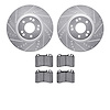 7602-63032 Drilled/Slotted Brake Rotors w/5000 Euro Ceramic Brake Pads Kit [Silver], 1994-2002 Mercedes-Benz, Position: Front - image 1