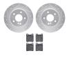 7602-63035 Drilled/Slotted Brake Rotors w/5000 Euro Ceramic Brake Pads Kit [Silver], 1994-2000 Mercedes-Benz, Position: Rear - image 1