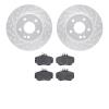 7602-63038 Drilled/Slotted Brake Rotors w/5000 Euro Ceramic Brake Pads Kit [Silver], 1997-1998 Mercedes-Benz, Position: Front - image 1