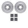 7602-63041 Drilled/Slotted Brake Rotors w/5000 Euro Ceramic Brake Pads Kit [Silver], 1998-2009 Multiple Makes/Models, Position:  - image 1