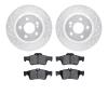 7602-63049 Drilled/Slotted Brake Rotors w/5000 Euro Ceramic Brake Pads Kit [Silver], 2003-2006 Mercedes-Benz, Position: Rear - image 1