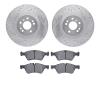 7602-63069 Drilled/Slotted Brake Rotors w/5000 Euro Ceramic Brake Pads Kit [Silver], 2006-2012 Mercedes-Benz, Position: Front - image 1
