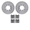 7602-65000 Drilled/Slotted Brake Rotors w/5000 Euro Ceramic Brake Pads Kit [Silver], 1969-1987 GM, Position: Rear - image 1
