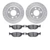 7602-65005 Drilled/Slotted Brake Rotors w/5000 Euro Ceramic Brake Pads Kit [Silver], 1986-1998 GM, Position: Rear - image 1