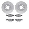 7602-65006 Drilled/Slotted Brake Rotors w/5000 Euro Ceramic Brake Pads Kit [Silver], 1988-1998 GM, Position: Front - image 1