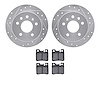 7602-65007 Drilled/Slotted Brake Rotors w/5000 Euro Ceramic Brake Pads Kit [Silver], 1994-1996 GM, Position: Rear - image 1