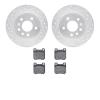 7602-65008 Drilled/Slotted Brake Rotors w/5000 Euro Ceramic Brake Pads Kit [Silver], 1997-2008 GM, Position: Rear - image 1