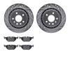 7602-65011 Drilled/Slotted Brake Rotors w/5000 Euro Ceramic Brake Pads Kit [Silver], 2002-2010 GM, Position: Rear - image 1