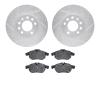 7602-65012 Drilled/Slotted Brake Rotors w/5000 Euro Ceramic Brake Pads Kit [Silver], 2003-2011 GM, Position: Front - image 1