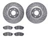 7602-67007 Drilled/Slotted Brake Rotors w/5000 Euro Ceramic Brake Pads Kit [Silver], 2009-2016 Renault, Position: Front - image 1