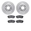 7602-68000 Drilled/Slotted Brake Rotors w/5000 Euro Ceramic Brake Pads Kit [Silver], 2003-2005 Infiniti/Nissan, Position: Front - image 1