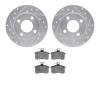 7602-73007 Drilled/Slotted Brake Rotors w/5000 Euro Ceramic Brake Pads Kit [Silver], 1984-1995 Audi/Volkswagen, Position: Rear - image 1